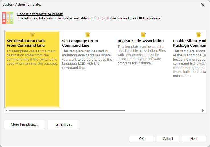 Ready-made action templates to jumpstart common tasks