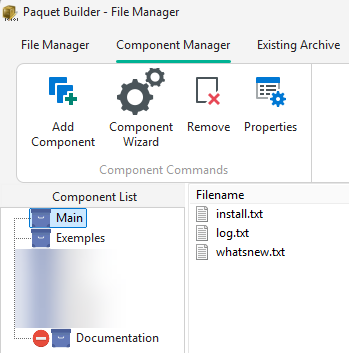 Component manager for installer organization
