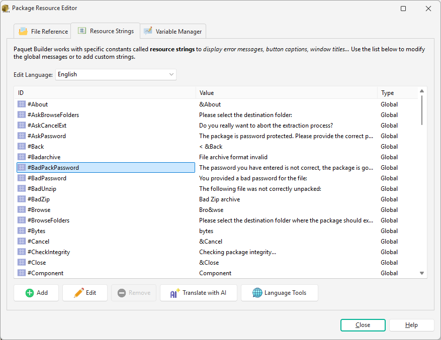 Resource string editor