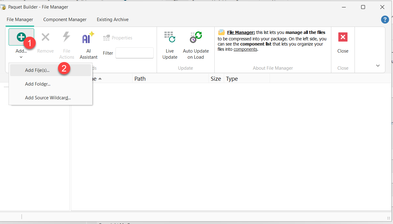 Adding files and folders to a package