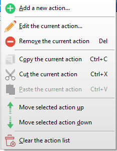 Action Context Menu