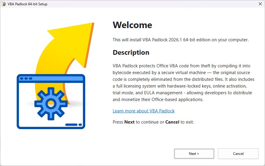 Modern welcome screen at runtime