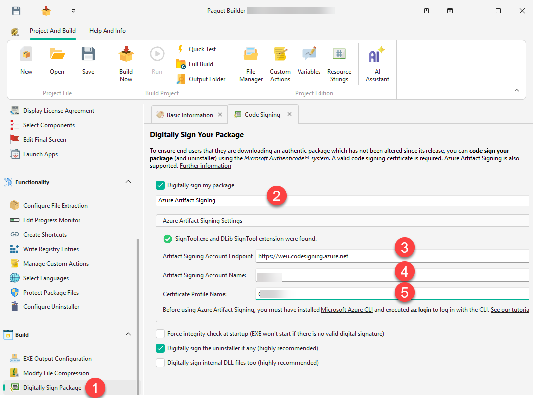 Azure Artifact Signing configuration