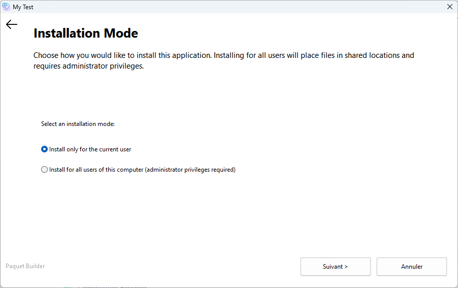 Scope choice dialog at runtime