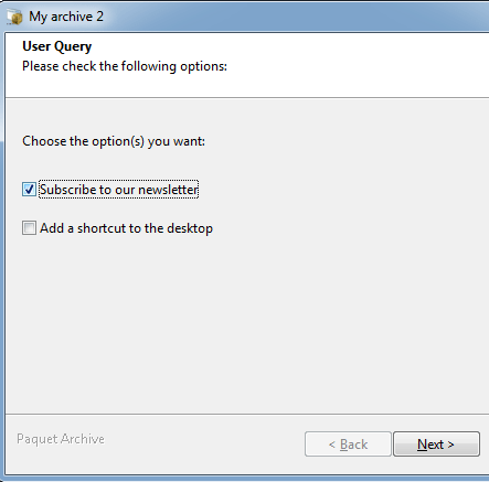 Multiple choice dialog